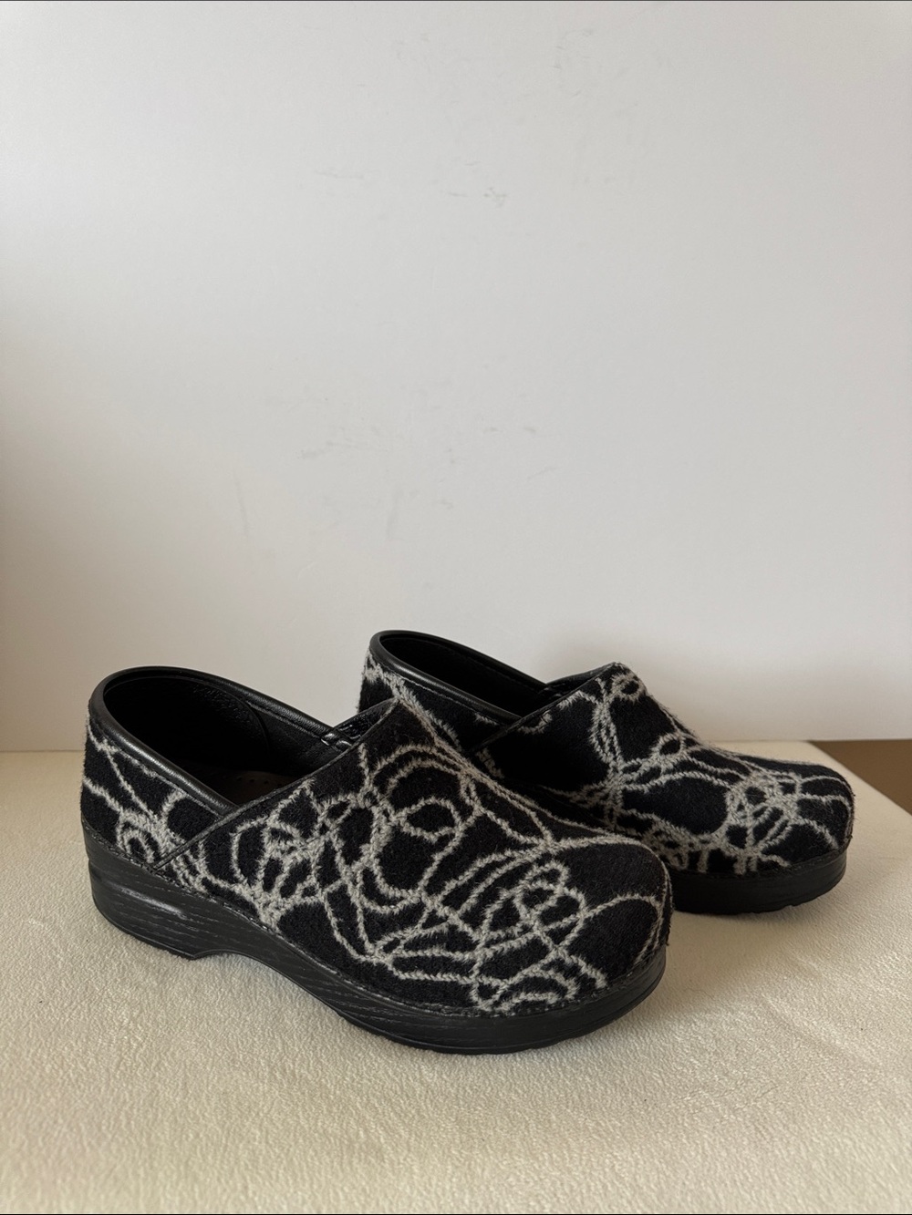Dansko Swirl Yarn Scribble Felt Upper Slip On Clogs